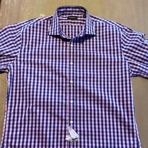 Mens Wear house - Esquire Blue & Purple Gingham Check Slim Fit Dress Shirt